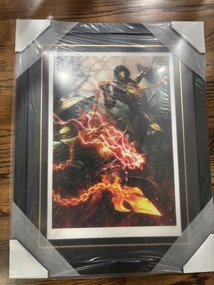 Sideshow Mortal Kombat Scorpion vs Raiden Framed Art Print by Kendrick Lim NEW