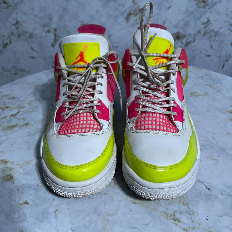 Jordan 4 ретро лимон Venom молодежи девочек размер 5Y туфли белый розовый желтый кроссовки - Изображение 3 из 4