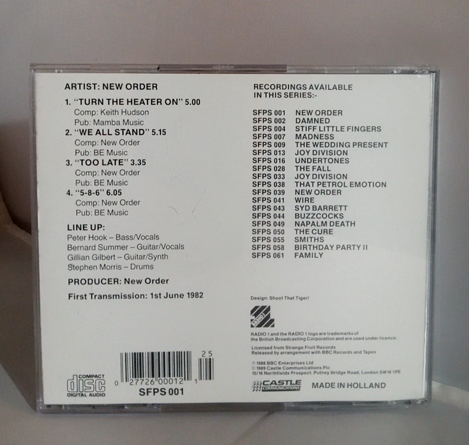 New Order: The Peel Sessions EP - 1989 Castle Communications CD Reissue - Image 2 of 3