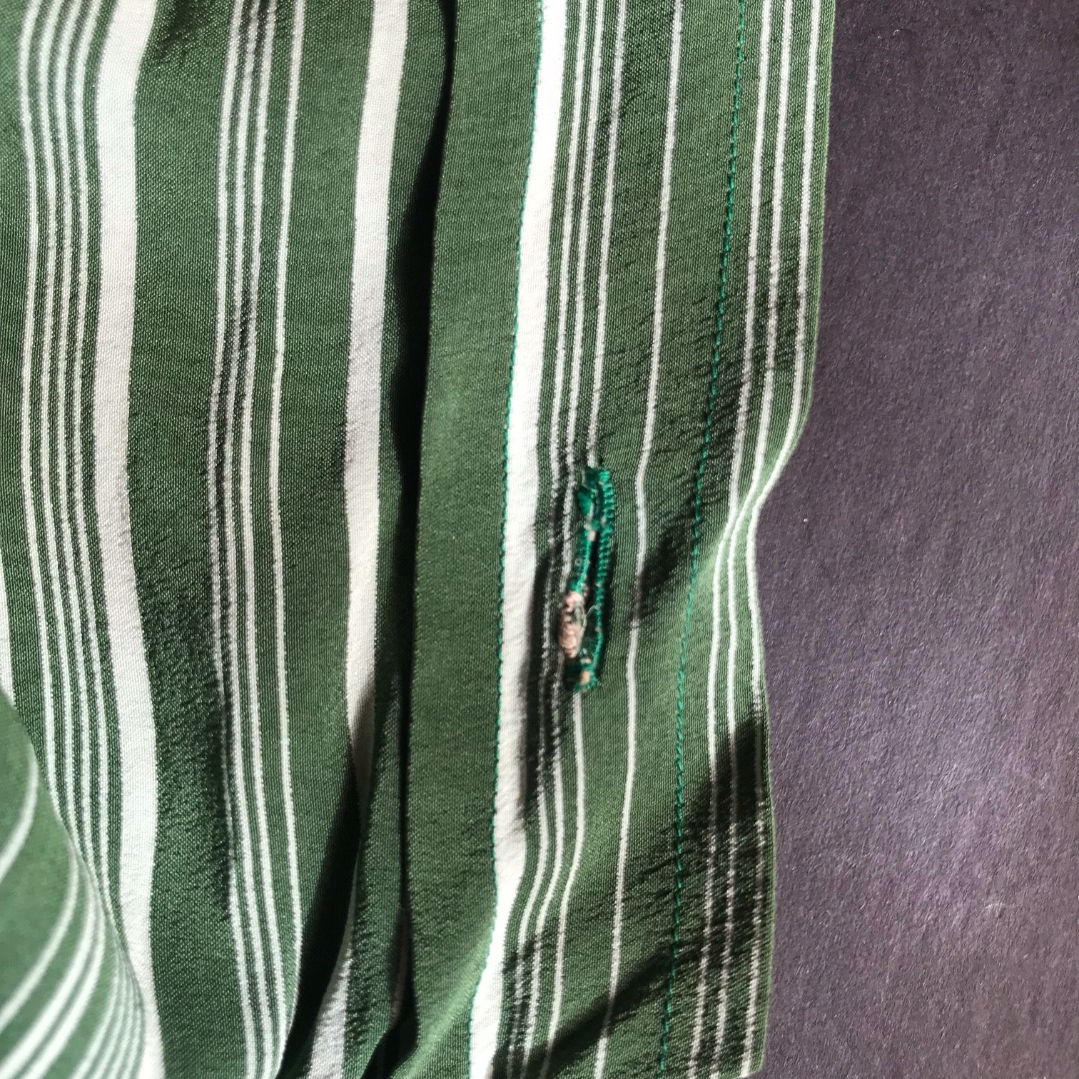 Vintage Italian Valentino green striped silk mens shirt 1960's thumbnail 7