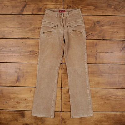 Yi Wei Ni Cordhose Hose 27x31 Damen Y2k Beige Taschen Streetwear Cord