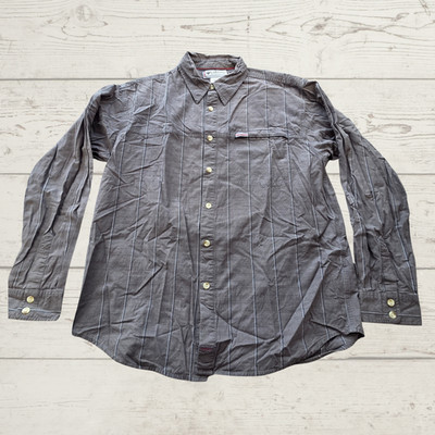 Columbia Vertex Hemd Herren Medium Grau Streifen Langarm Knopfleiste Outdoor