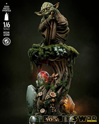 3D gedruckt 16K SW3D - Yoda Statue unbemalt Fan Made Maßstab 1:6