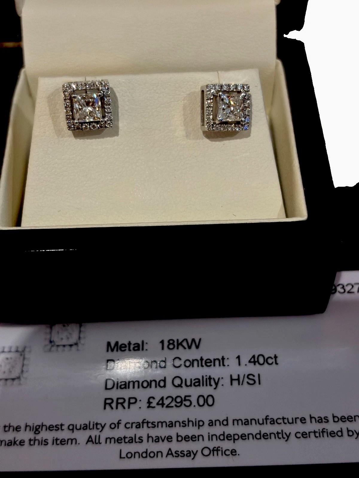 RRP £4,295 1.40ct Natural Diamond Stud Earrings 18ct White Gold Certificate image 2