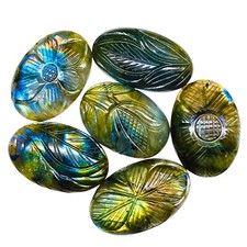 6 Stück Natürlich Geschnitzter Labradorite 33.5-36.8mm Riesiges Anhänger Größe
