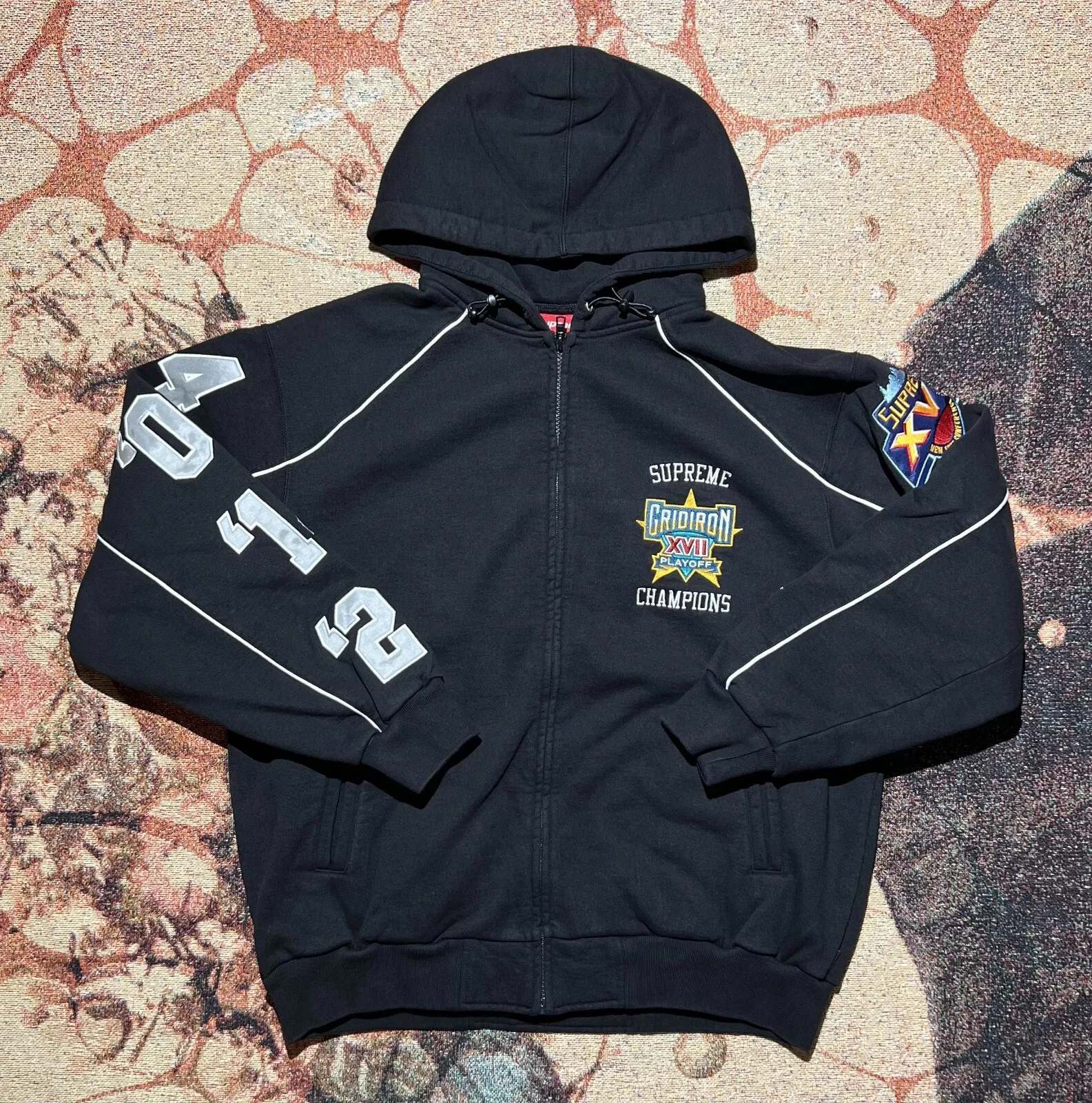 Sweat à capuche zippé noir Supreme Playoffs taille M neuf