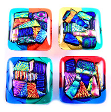 DICHROIC Glass Cabinet Knobs Drawer Pull Pop Art Rainbow Shards Kitchen Bathroom
