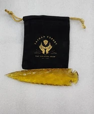 Citrine Quartz Glass Arrowhead 6" Yellow Large Stone Point Crystal Home Décor.