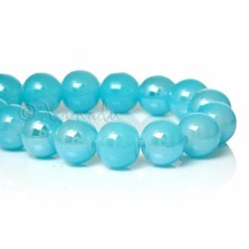 Sky Blue Wholesale 8mm Round Glass Beads G5119 - 50, 100 Or 200PCs