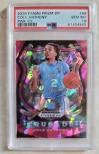 🔥2020 Panini Prizm DP Basketball #89 Cole Anthony Pink Ice RC PSA 10 Low Pop 14
