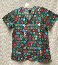 SB Scrubs Ornaments Pattern Multicolored Size Small Scrub Top