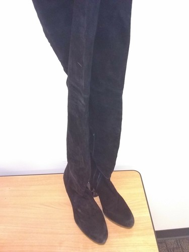 Stuart Weitzman OTK Negro Botas De Gamuza 7 M 3 1/2 Tacos 1\