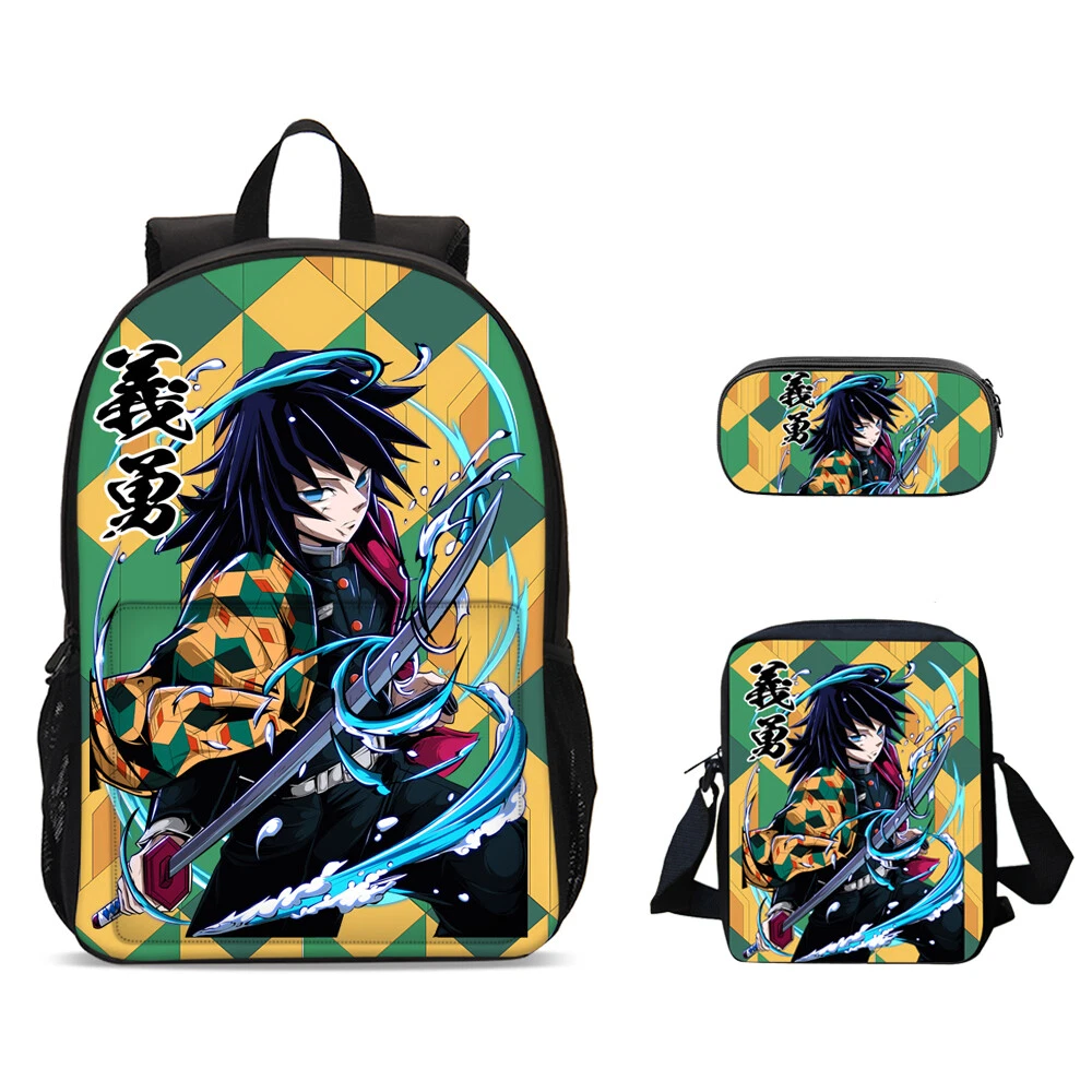 demon Giyuu Tomioka Backpack Set, Back to School Gift for Kid