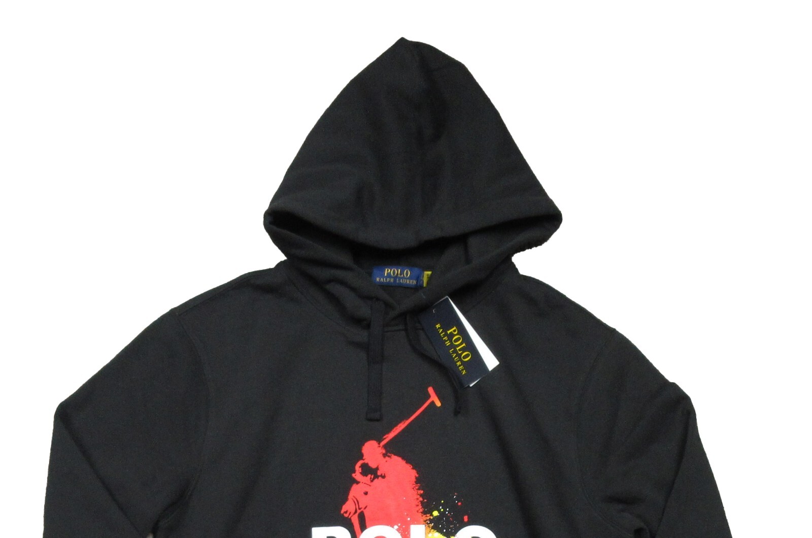 Polo Ralph Lauren uomo nera tie dye pony player logo pile pullover felpa con cappuccio