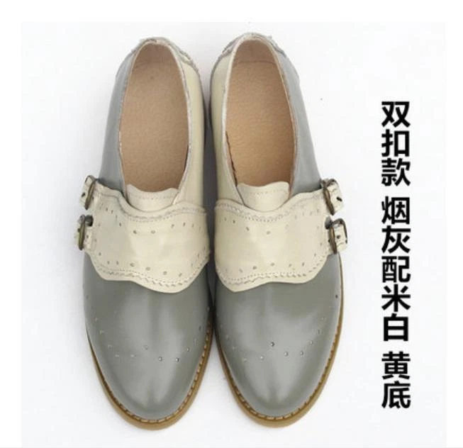 Mujer Retro Brogue Empalme Hebilla Mocasines Zapatos Planos Punta Punta Punta Moda 44 Foto 3 de 4