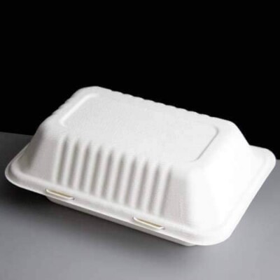 Weiß 50 Stck. Große Isolierte Clamshell Essensbox zum Mitnehmen Burger Chips Box Tablett