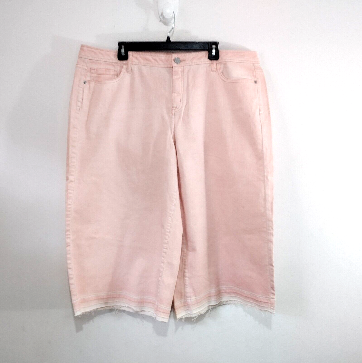 Lane Bryant Wide Leg Capri Jeans Women Size 20 Frayed Light Coral