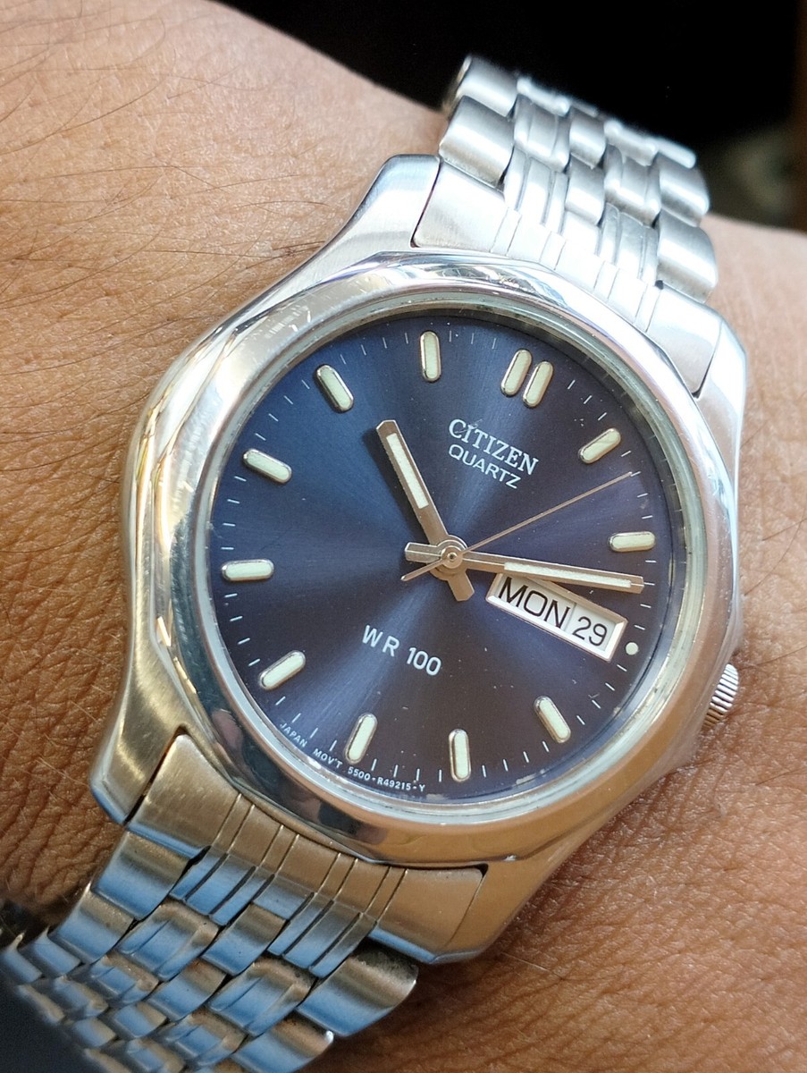 WRISTWATCH QUARTZ BLUE DIAL 5500-R11652 JAPAN MEN'S FULL WORKING