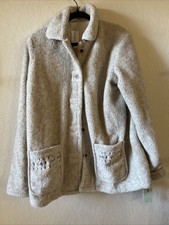 Nwt Tudor Court By Haband Plush Sherpa Fuzzy Embroidered Teddy Coat Size M