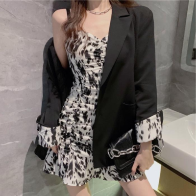 Women Loose Suit Small Jacket + Fashionable and Elegant Floral Halter Slim Dress | eBay Women Loose Suit Small Jacket + Fashionable and Elegant Floral Halter Slim Dress | eBay