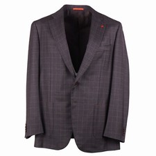 Isaia Slim-Fit Chocolate Brown Check Super 140s Wool Sport Coat 48R Eu 58 NWT