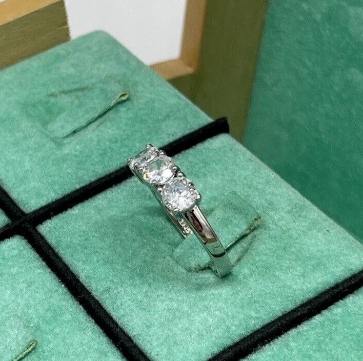 Anello Donna Trilogy Argento925 italiano misura 13 Brillante luminoso+Box Regalo - Immagine 4 di 4