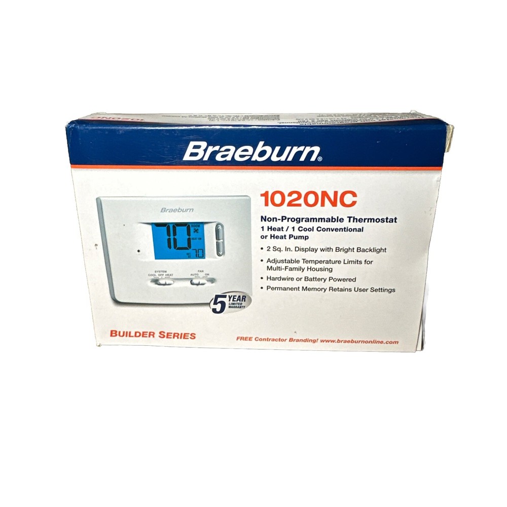 Braeburn 1020NC Non-Programmable Single-Stage Thermostat 1H/1C ~ Free Shipping!