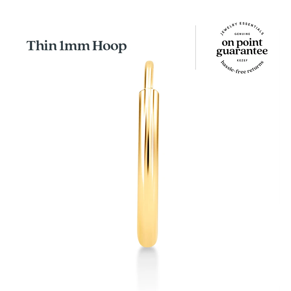 Pendientes de aro Kezef de oro de 14k hipoalergénicos para mujer, hombre, niña Foto 3 de 4