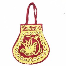  Vintage Red  Golld Women's Velvet hand Made with miriors Purse /Handbag