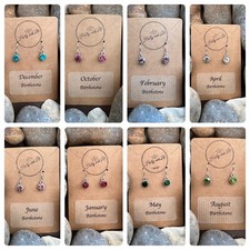 Birthstone Month Silver Style Drop & Dangle Earrings, 12 Variations, Birthstones