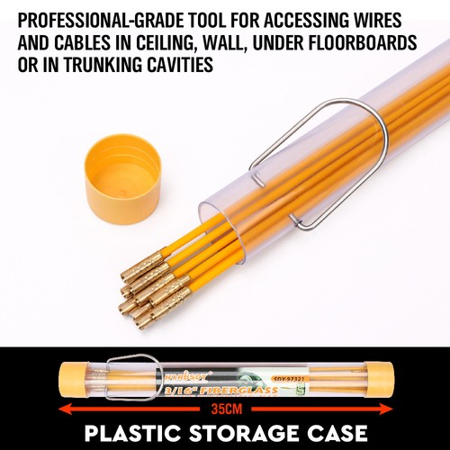 3/16 " x 11' Fiberglass Wire Cable Running Rods Fish Pulling Wire Holder Kit - Picture 7 of 7