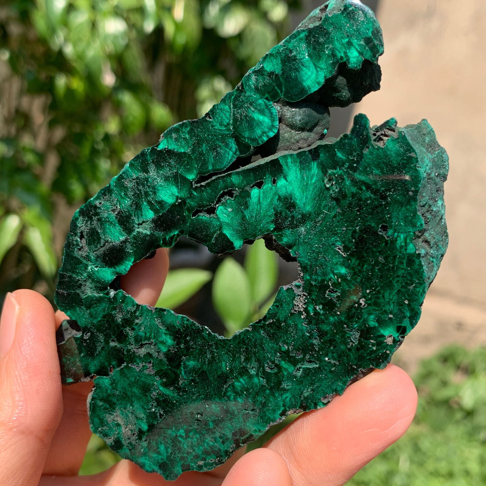 100g  Natural malachite slice quartz crystal luster mineral specimen