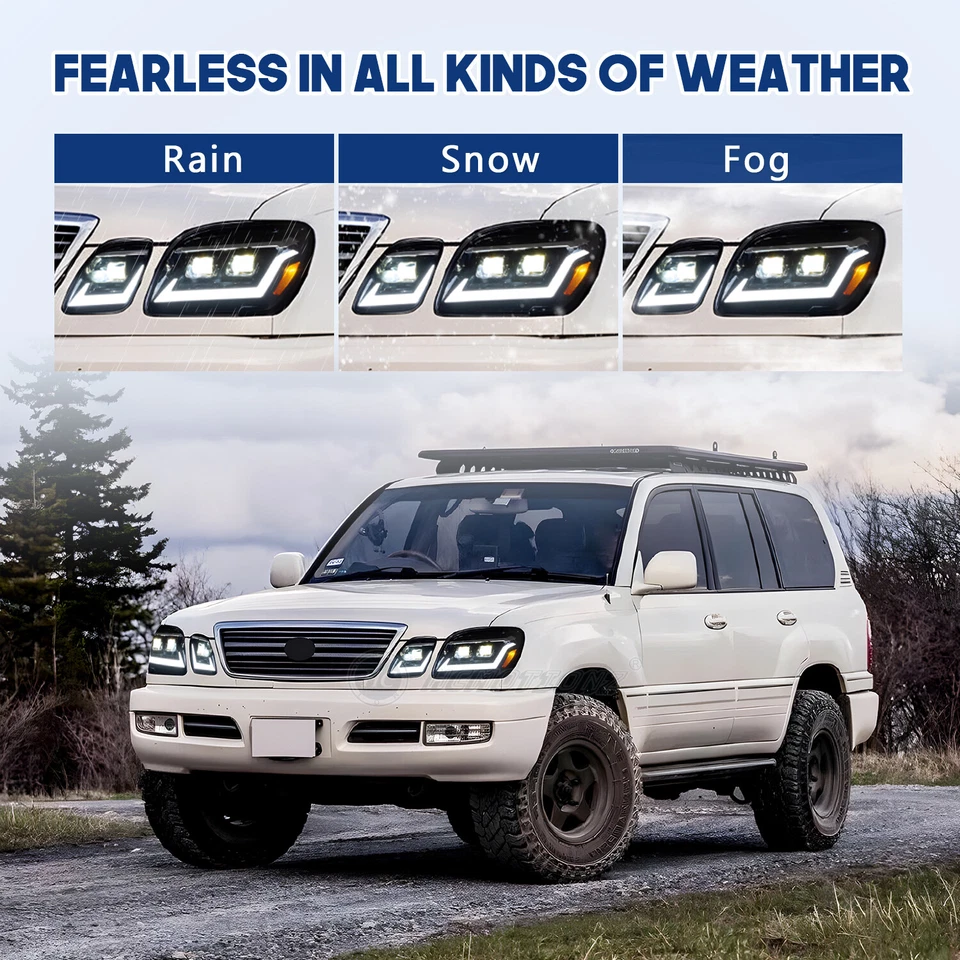 HC LED Head Light For 1998-2007 Lexus LX470 DRL Projector Lamp Assembly L+R Side - Imagem 4 de 4