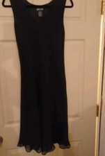 Simply Silk Washable Women's Tea Length Black Dress Medium 