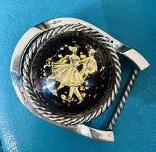 Vintage Metal and Resin belt buckle dancers dancing man and woman