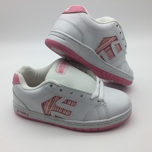 pink and white etnies