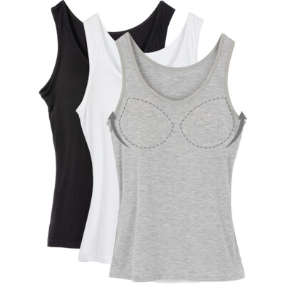Womens Camisole with Built in Moulded Bra Undershirt Seamless Cami Tank  Tops US
