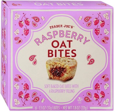 Trader Joe's Raspberry Oat Bites 6x1.3oz bites. - Pack of 4