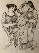 Barta Engraving Eau Forte 1950 Portrait Roman Art Lithograph Greek Woman Antique