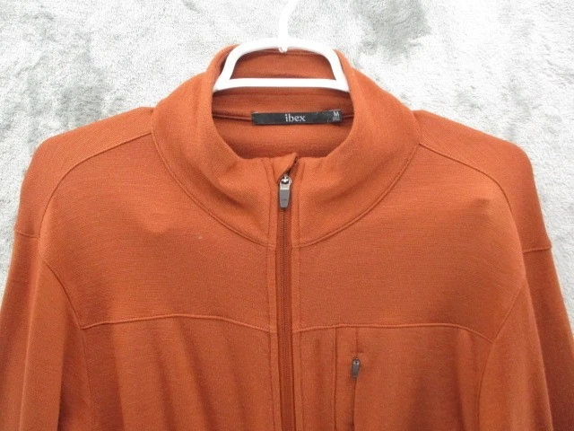 Ibex Shak Jacket Mens Medium Orange 100% Merino Wool Full Zip FLAW - Image 2 of 4