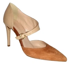 BEAUTIISOLES Tan Leather Suede High Heels ITALY 8.5M