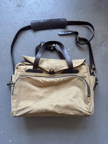 Filson 258 Padded Computer Briefcase Rugged Twill Tan Patina