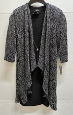 R M Richards Two-Piece Pleated Metallic Knit Jacket Dress Black Size 12