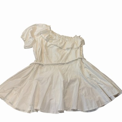 Rhode x Target Dress Sz XL White Cotton Poplin One Shoulder Ruffle Belted Mini