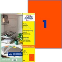Avery Zweckform Etiketten 3470 Rot 210,0 X 297,0 Mm, 100 Blatt