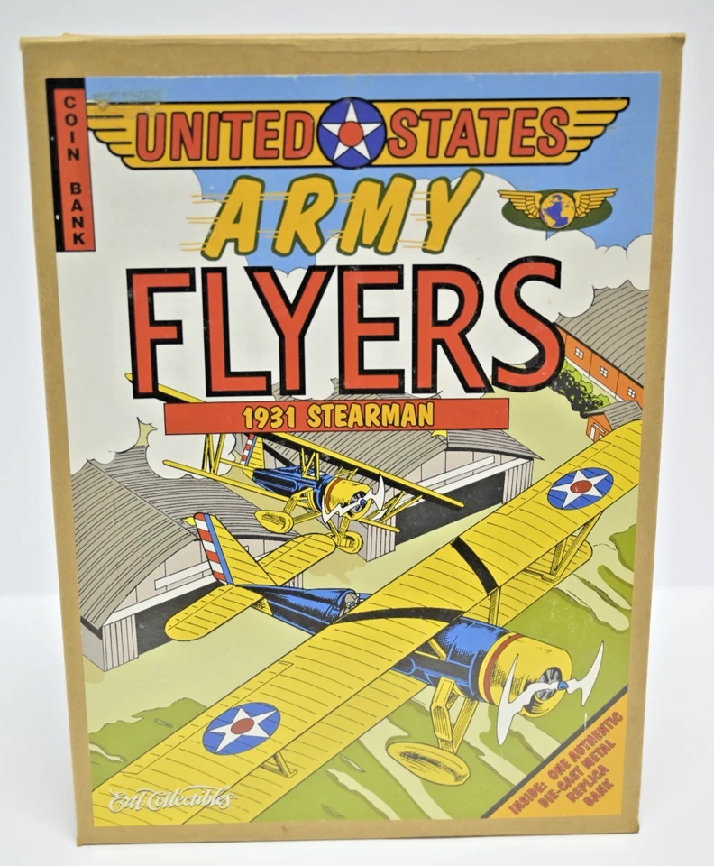 US Army Flyers 1931 Stearman Diecast Biplano Moneda Banco Ertl Coleccionables NUEVO Foto 2 de 4