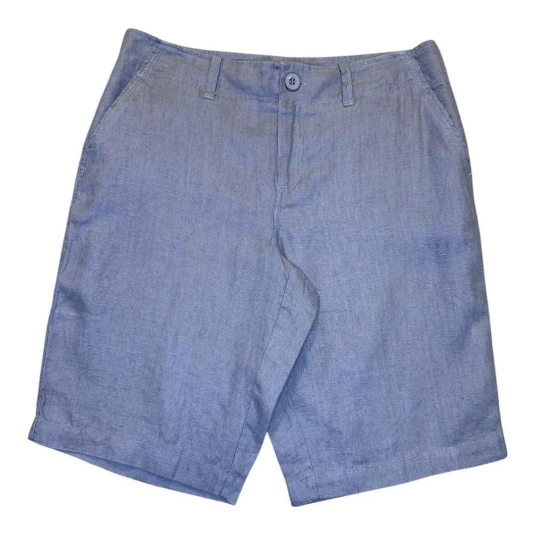 Neiman Marcus Women's Size 10 100% Linen Shorts Blue Gray Classic Mid Rise NWT