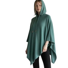 Rachel Zoe Cashmere Sage Green Hooded Poncho - OS