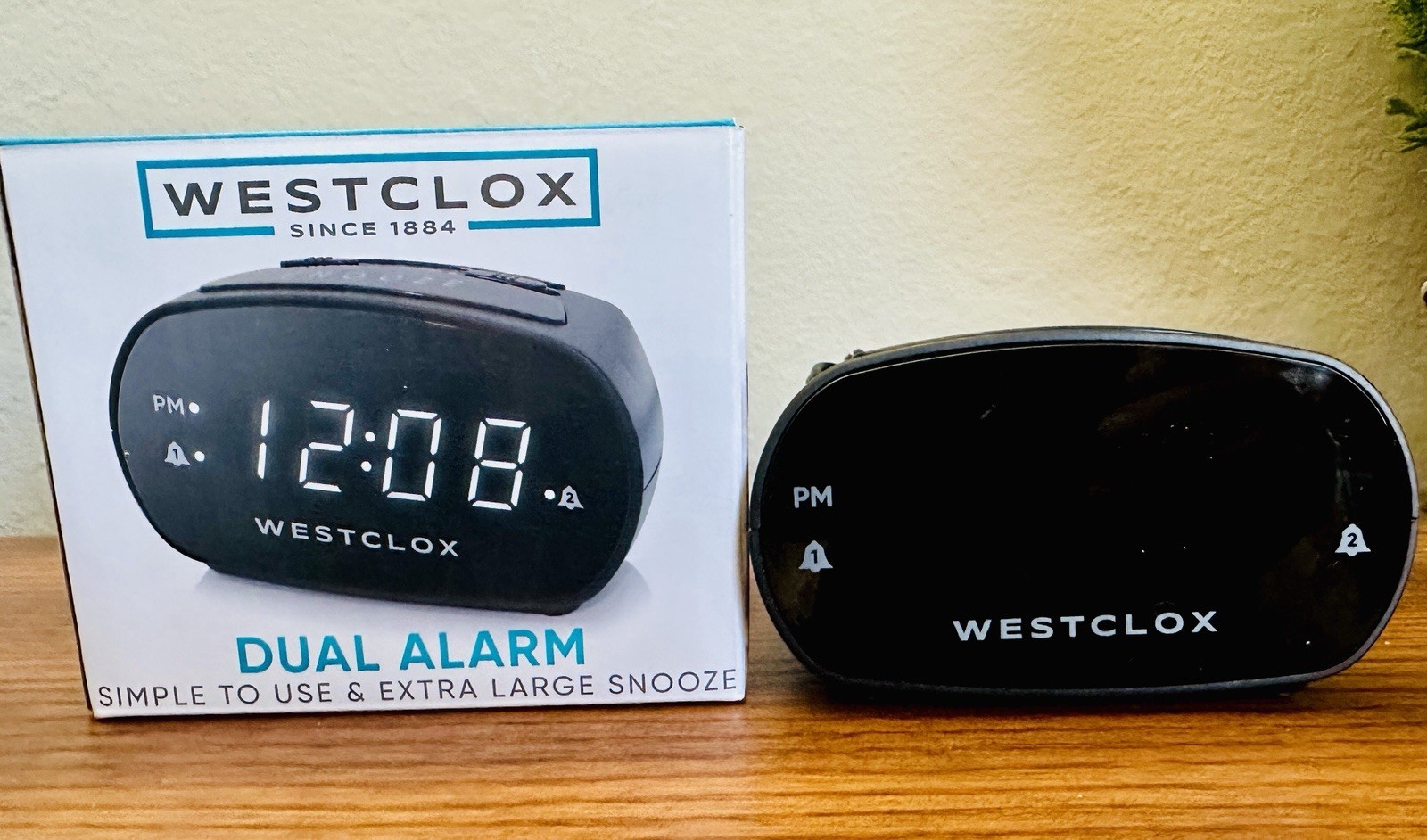 Westclox Digital Alarm Clock - New - Wall Plug & Battery Backup - Compact Power