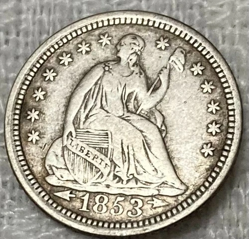 1853 With Arrows Seated Liberty Half Dime XF